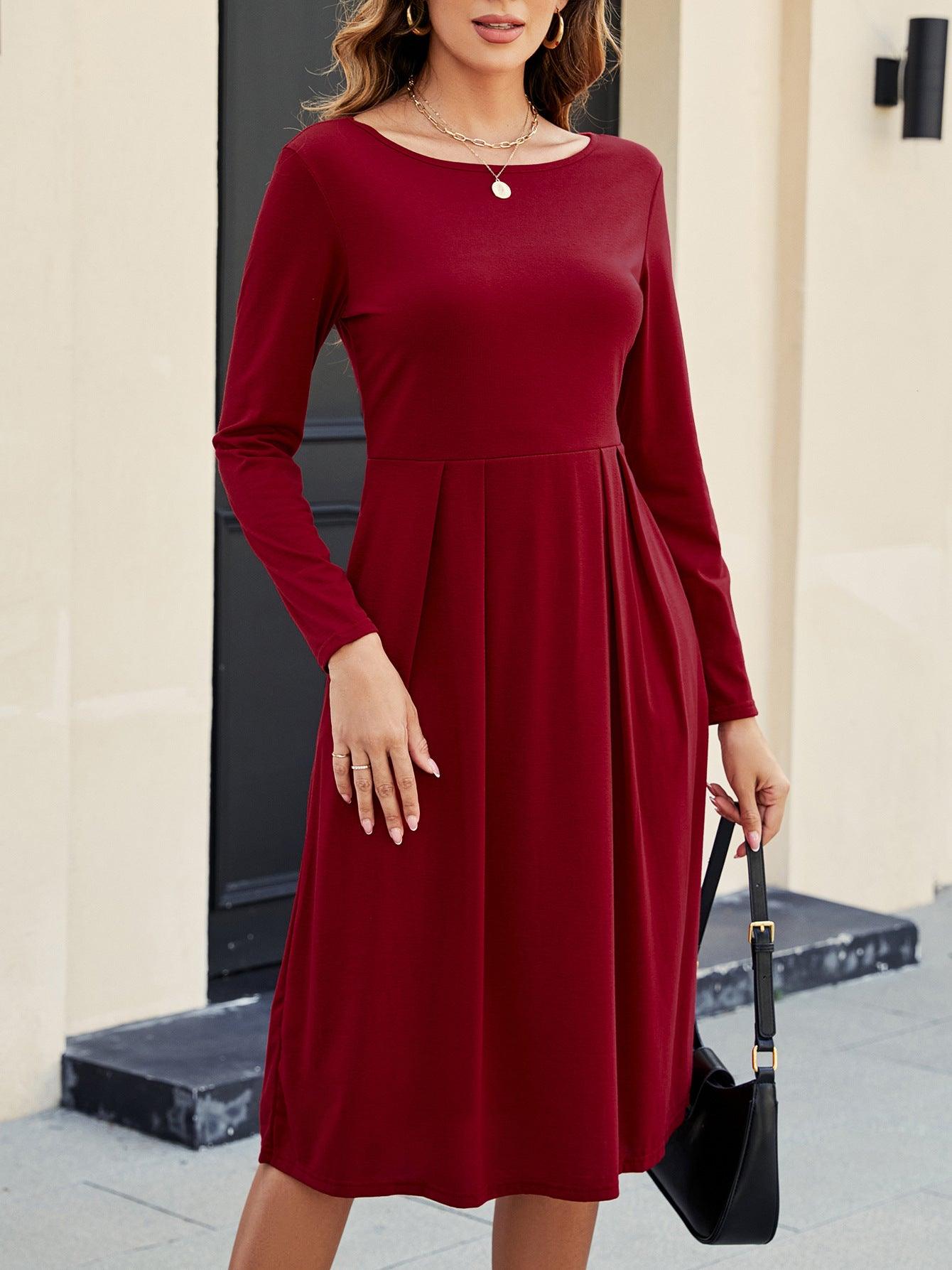 Fashion Casual Round-neck Long-sleeved Dress - Cruish Home