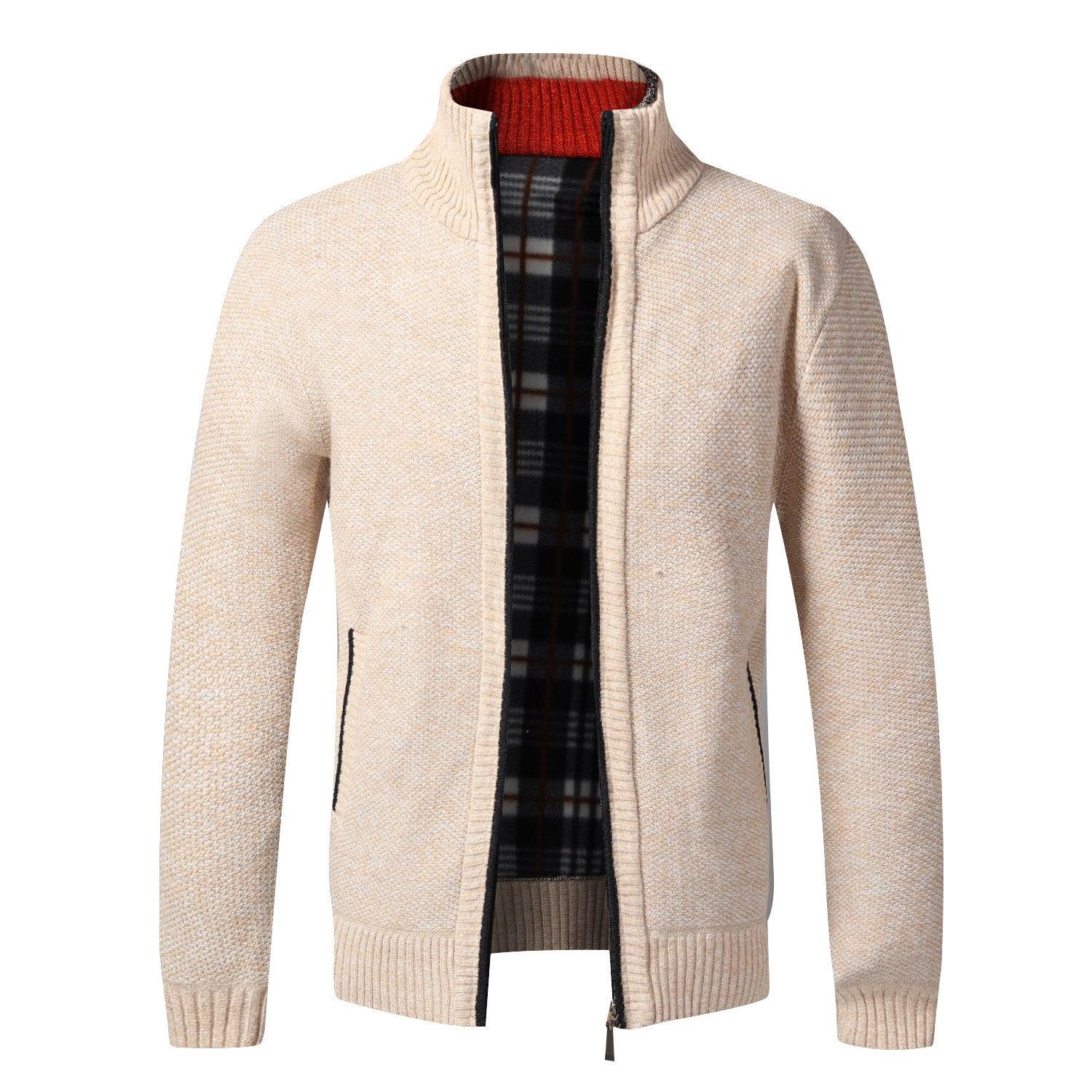 Men's Knitted Cardigan With Plush Coat, Loose And Fat, Large - Cruish Home