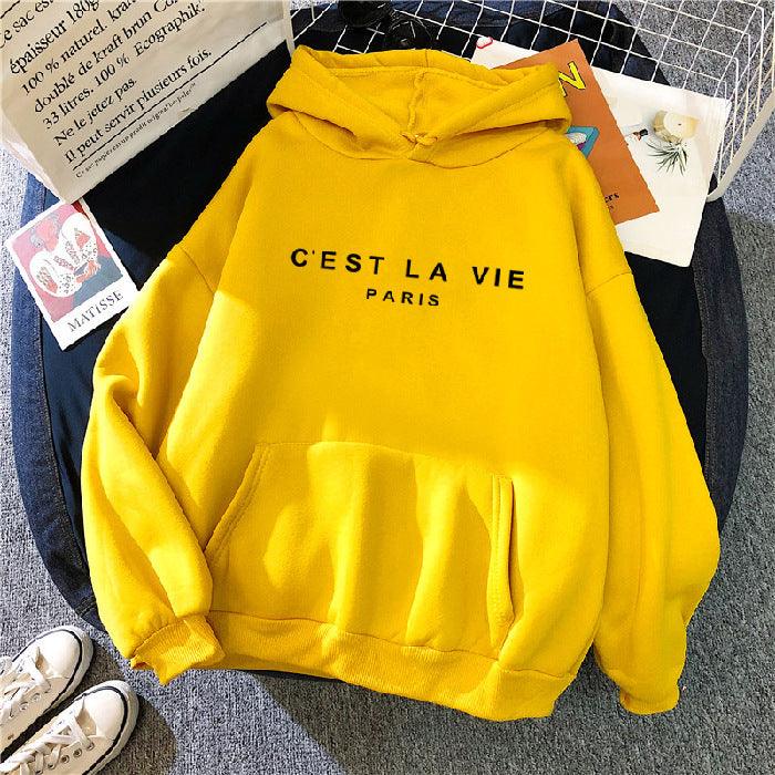 Loose Hooded Sweater Student Hoodie With Letter Print Sports Tops - Cruish Home