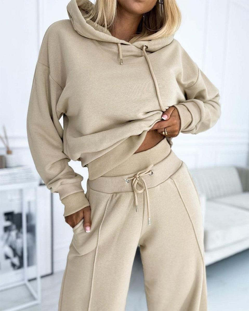 Women's Patchwork Popular Hooded Sweater Two-piece Set - Cruish Home