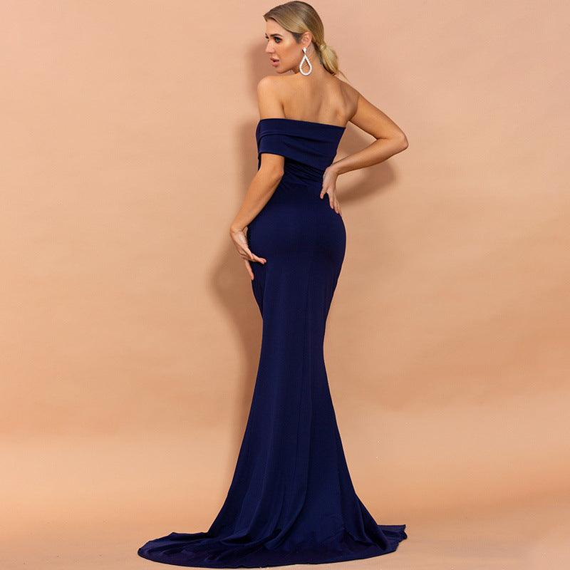 One-shoulder Party Evening Dress Long Stylish Slim Fit - Cruish Home