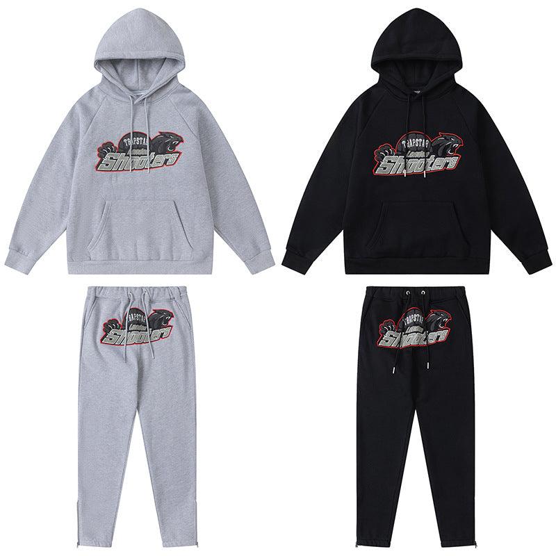 Padded Hooded Sweatshirt Zipper Pants Men And Women Sweatpants Set - Cruish Home