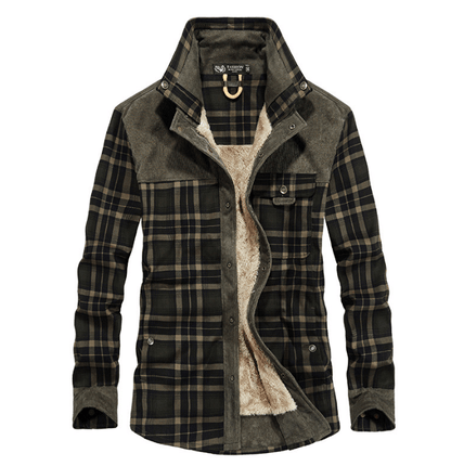 Winter Jacket Men Thicken Warm Fleece Jackets Coats Pure Cotton Plaid Jacket Military Clothes - Cruish Home