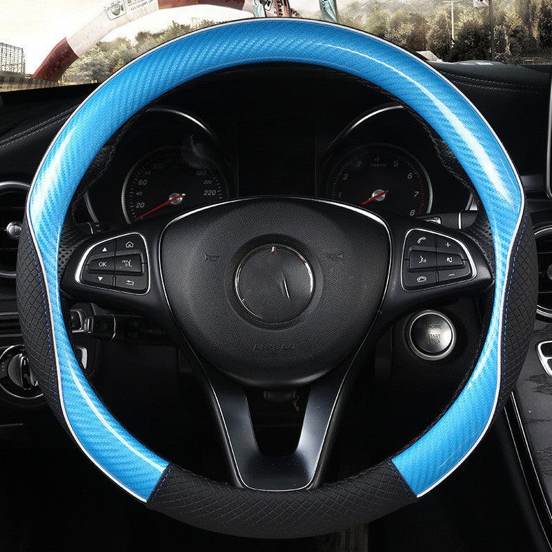 Car Steering Wheel Cover Round Handle Cover Carbon Fiber Texture - Cruish Home