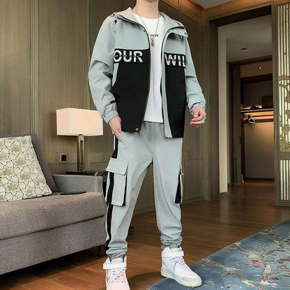 Fashion Men Clothing Jogging Suit Casual Tracksuit 2 Pcs Set Jackets and Pants - Cruish Home