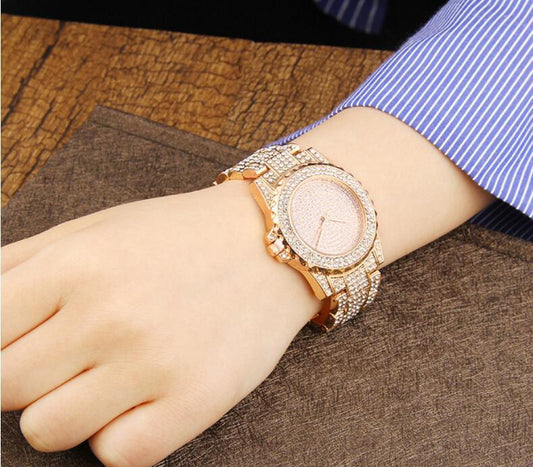 Fashion Bling Casual Ladies Female Quartz Gold Watch Crystal Diamond - Cruish Home