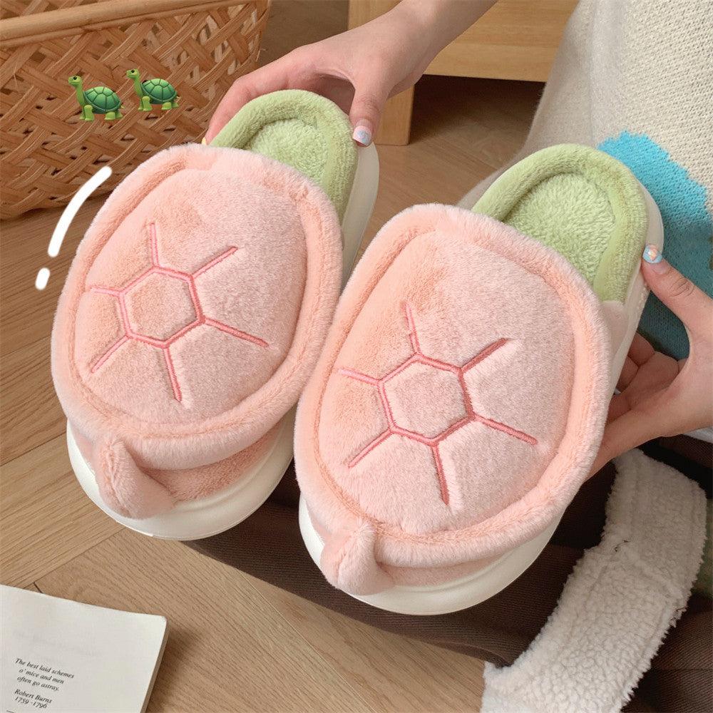 Fleece-lined Creative Little Turtle New Soft Soled Cotton Slipper - Cruish Home