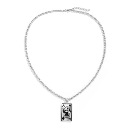 Trendy Hip Hop Letter Poker Square Necklace - Cruish Home