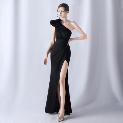 Craft Flower Evening Dress For Wedding Banquet Annual Meeting Dress Ladies - Cruish Home