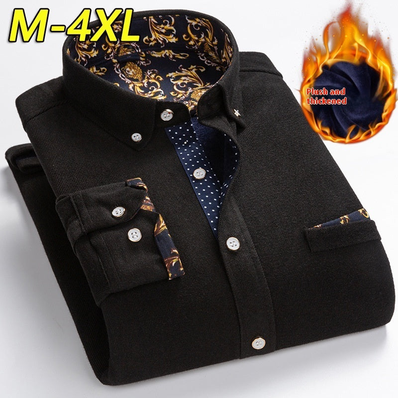 Winter Corduroy Fleece Warm Shirt Men