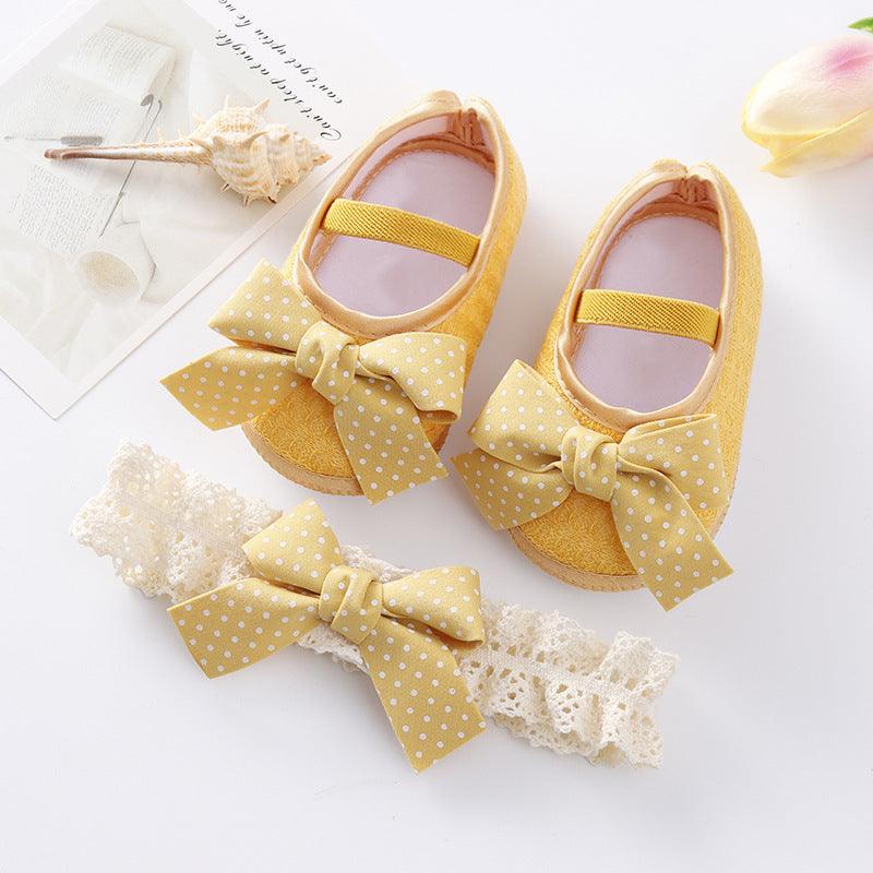 Newborn Baby 0-6-9 Months Soft Sole Toddler Shoes Hair Band Set - Cruish Home