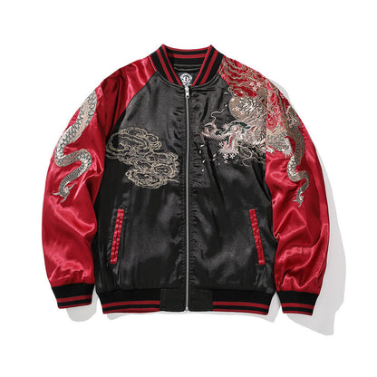 Embroidered Men's Four Sacred Beasts Dragon Embroidered Cotton-padded Jacket