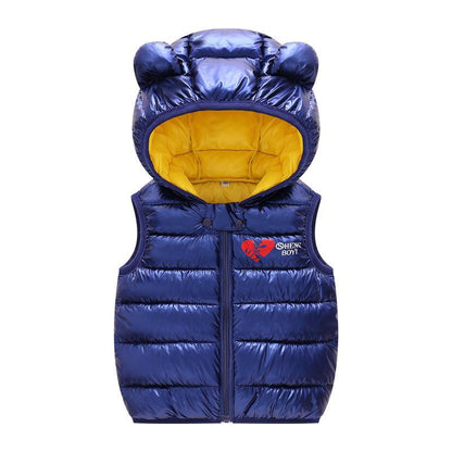 Children Warm Down Vest Autumn Baby Boys Girls Sleeveless Waistcoat Kids Outerwear Vests Children Hooded Jackets - Cruish Home