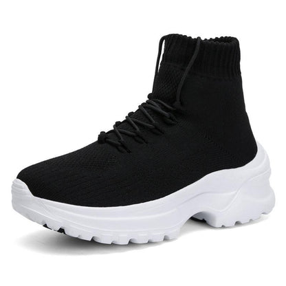 Flying Woven Breathable High-top Women's Height-increasing Socks And Shoes - Cruish Home