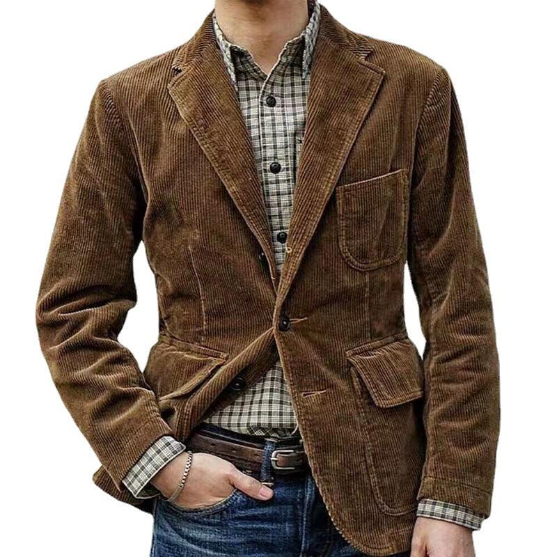 Corduroy Jacket Winter Solid Color Casual Blazer Fashion Warm Men Coat - Cruish Home