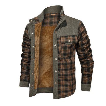 Thickened Shirt Jacket With Classic Plaid Fuzzy Fleece Lining Inside Design - Cruish Home