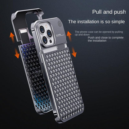 Aluminum Alloy Phone Case For 14 13 Pro Max Plus Hollow Heat Dissipation Anti-fall Full Body Shockproof Phone Cove - Cruish Home