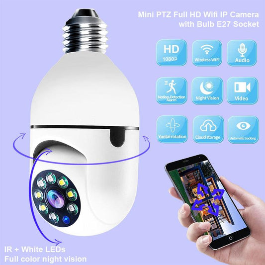 WiFi CAMERA 1080P Bulb 4X Zoom Camera E27 Home 5GWiFi Alarm Monitor - Cruish Home