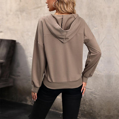 Women's Solid Color Long-sleeved Hoodie - Cruish Home