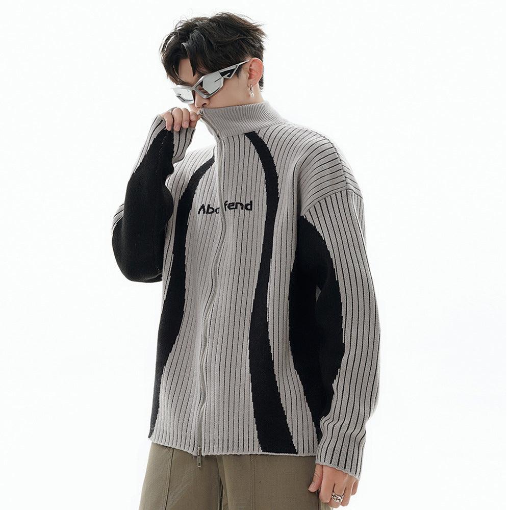 Men's Fashion Stripe Knitted Sweater Coat - Cruish Home