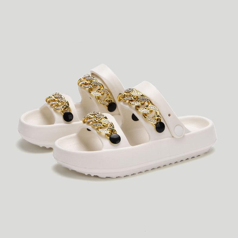 Chains Thick-soled Slippers For Women Indoor Floor House Shoes Summer Outdoor EVA Sandals Two-wearing Beach Shoes - Cruish Home