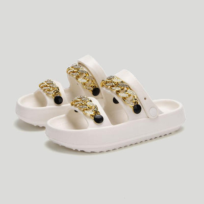 Chains Thick-soled Slippers For Women Indoor Floor House Shoes Summer Outdoor EVA Sandals Two-wearing Beach Shoes - Cruish Home