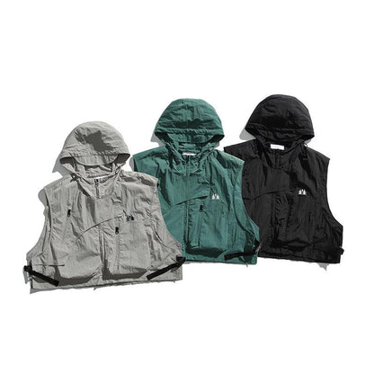 College Style Loose Hooded Windproof Fishing Vest Jacket - Cruish Home