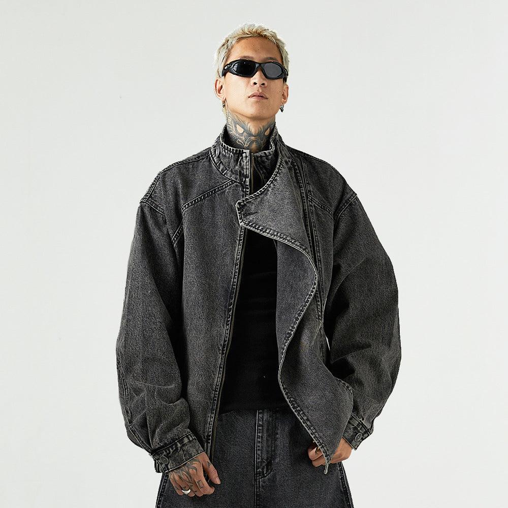 Stand Collar Denim Coat For Men - Cruish Home