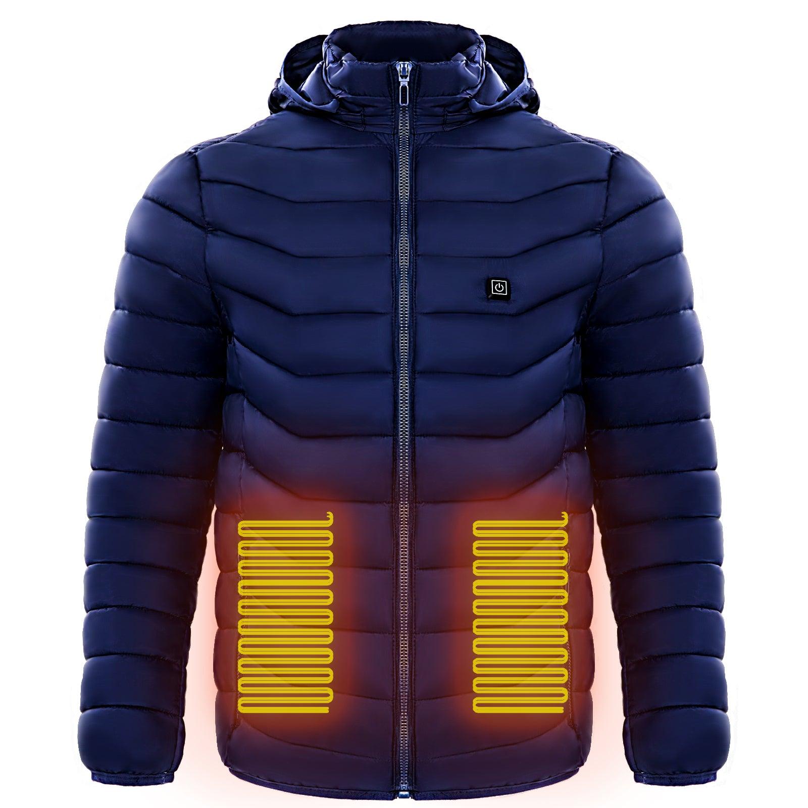 Men Heated Puffer Jacket Electric Heating Coat Insulated Hood Windbreaker - Cruish Home