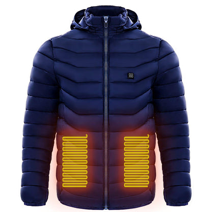 Men Heated Puffer Jacket Electric Heating Coat Insulated Hood Windbreaker - Cruish Home