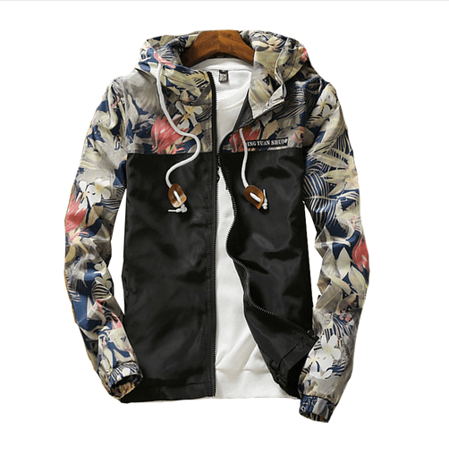 Spring Summer New Men Light Floral Print Hooded Jacket Fashion Trend Flower Coat Hoodies - Cruish Home