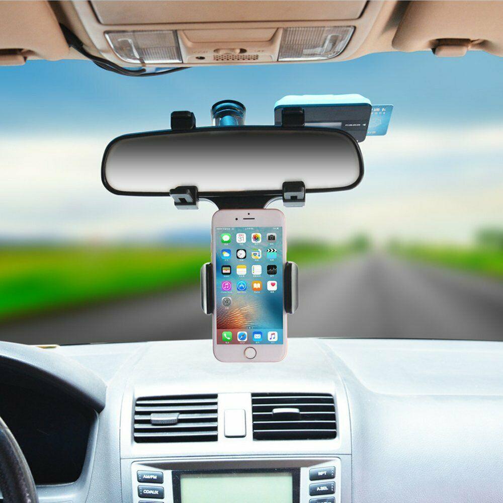 Universal Car Rear View Mirror Mount Stand GPS Cell Phone Holder 360 Rotation - Cruish Home