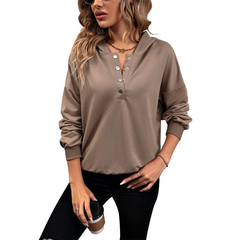 Women's Solid Color Long-sleeved Hoodie - Cruish Home