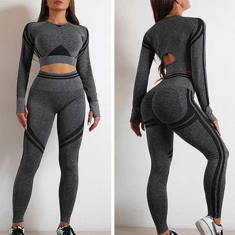 Seamless Yoga Pants Sports Gym Fitness Leggings Or Long Sleeve Tops Outfits Butt Lifting Slim Workout Sportswear Clothing - Cruish Home