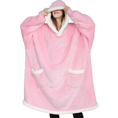 Lazy Pullover Pajamas Women's Thermal Clothes Lambswool TV Blanket Hug Hoodie TV Cold Protective Clothing - Cruish Home