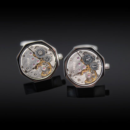 Octagonal Watch Engine Cufflinks