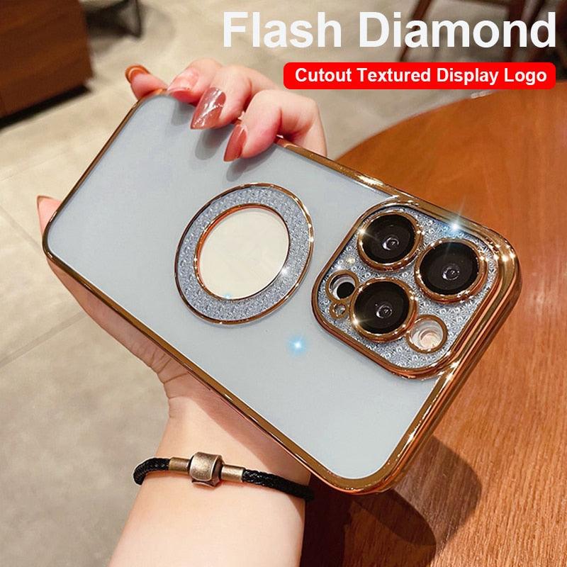 Electroplating Soft Diamond Ring Phone Case Drill Leakage Standard Mobile Phone Case Lens Film - Cruish Home