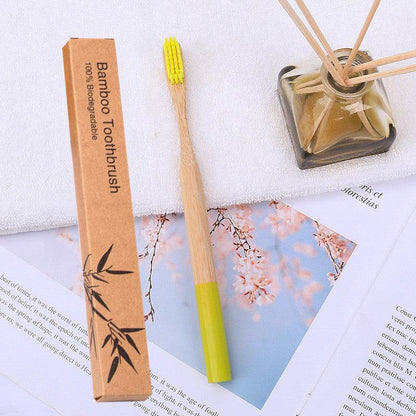 Natural bamboo handle round bamboo toothbrush - Cruish Home