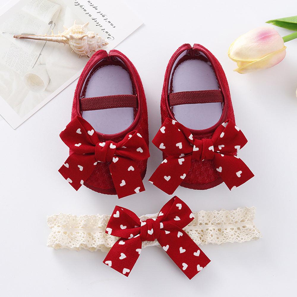 Newborn Baby 0-6-9 Months Soft Sole Toddler Shoes Hair Band Set - Cruish Home