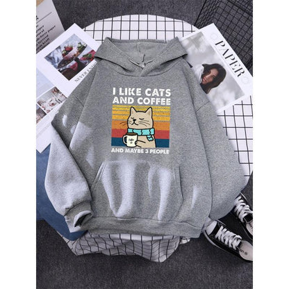 I Like Cats And Coffee Printed Women Hoody - Cruish Home