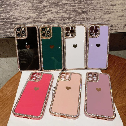 Phone Case Accessories Love Crystal Diamond Edge Electroplating Protective Cover - Cruish Home