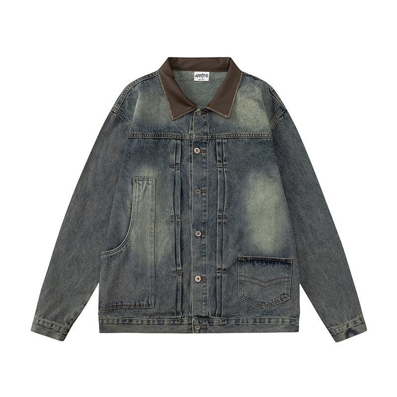 Washed And Worn Denim Jacket Men - Cruish Home