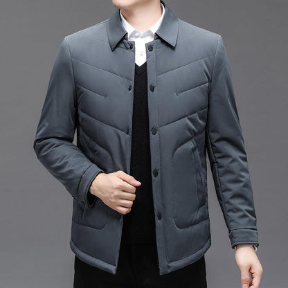 Thin Cotton-padded Jacket Middle-aged And Elderly Men's Cardigan Solid Color Plus Size Coat - Cruish Home