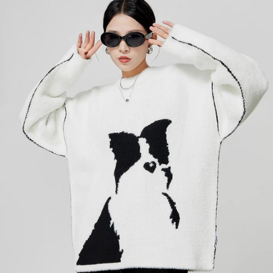 Loose Casual White Soft Glutinous Lazy Sweater