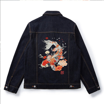 Autumn New Embroidered Koi Vintage Coat