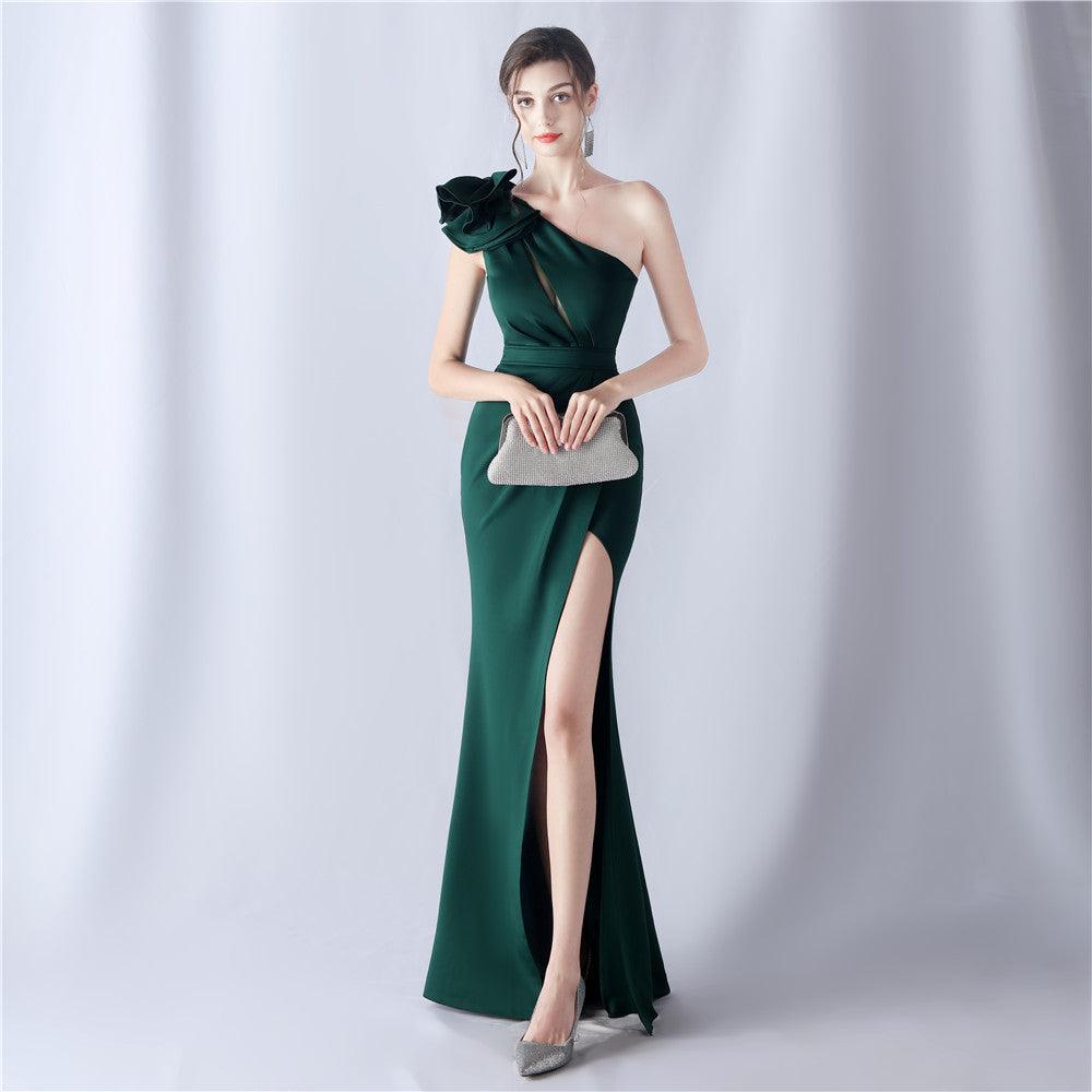 Craft Flower Evening Dress For Wedding Banquet Annual Meeting Dress Ladies - Cruish Home