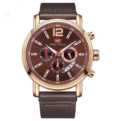 Fashion Casual Three-pin Men's Leather QuartzWatch