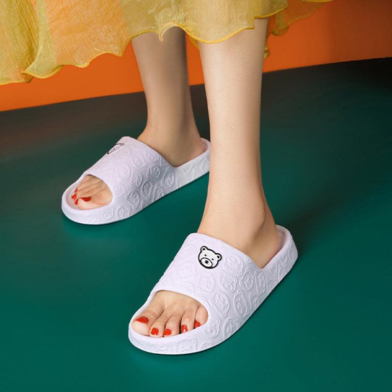 Cute Bear Slippers Indoor Non-slip Thick Soles Floor Bedroom Bathroom Slippers For Women Men Fashion House Shoes Summer - Cruish Home