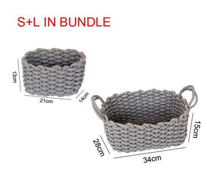 Nordic Wind Hand-woven Thick Cotton Rope Storage Box Simple Storage Basket - Cruish Home