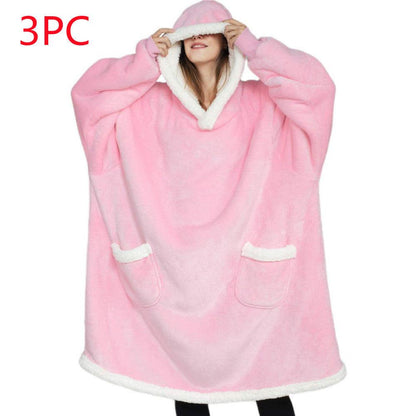 Lazy Pullover Pajamas Women's Thermal Clothes Lambswool TV Blanket Hug Hoodie TV Cold Protective Clothing - Cruish Home